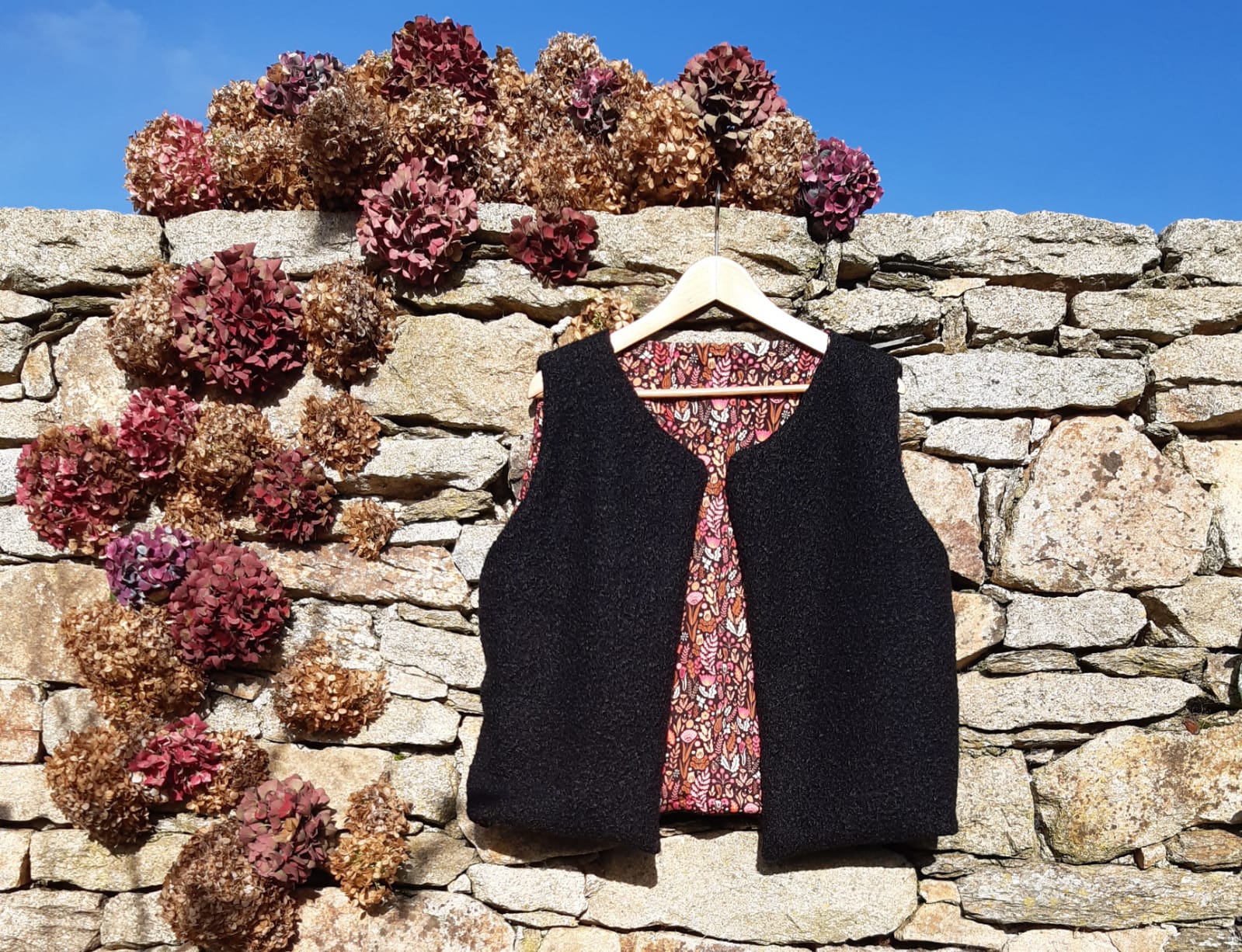 gilet de berger adulte exterieur velours mileraies interieur bouclette les bobines de ganou 1